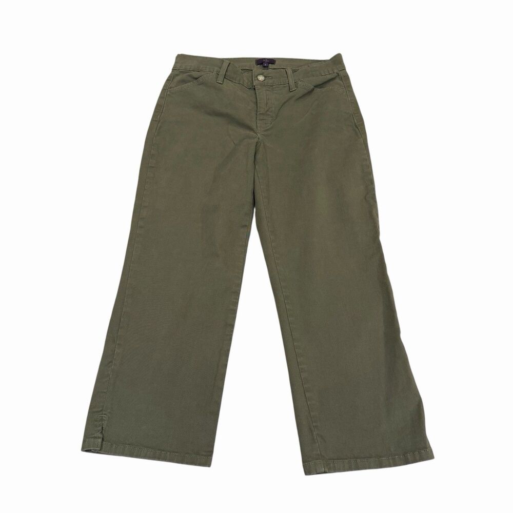 NYDJ Crop Chinos Pants Womens 2 Green Canvas Stretch Lift Tuck Ankle Taper NWOT